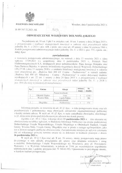 Obwieszczenie Wojewody Dolnośląskiego